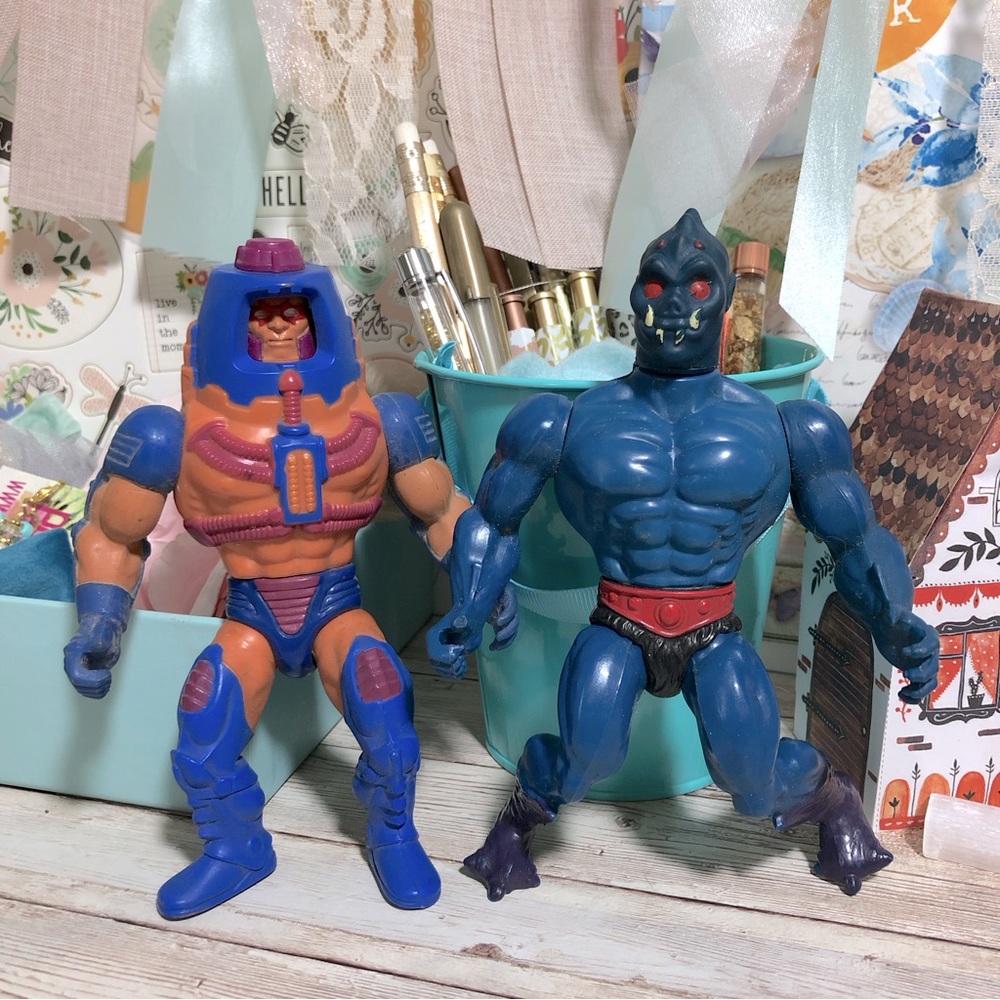 VTG MOTU 1982 Man-E-Faces & 1981 Webstor Action Figures Masters Of The Universe